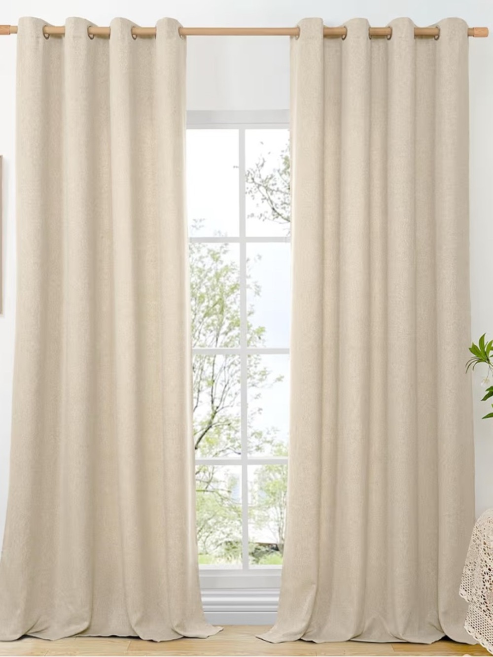 Oatmeal Linen Curtains, 90” Length, 2 Panels
